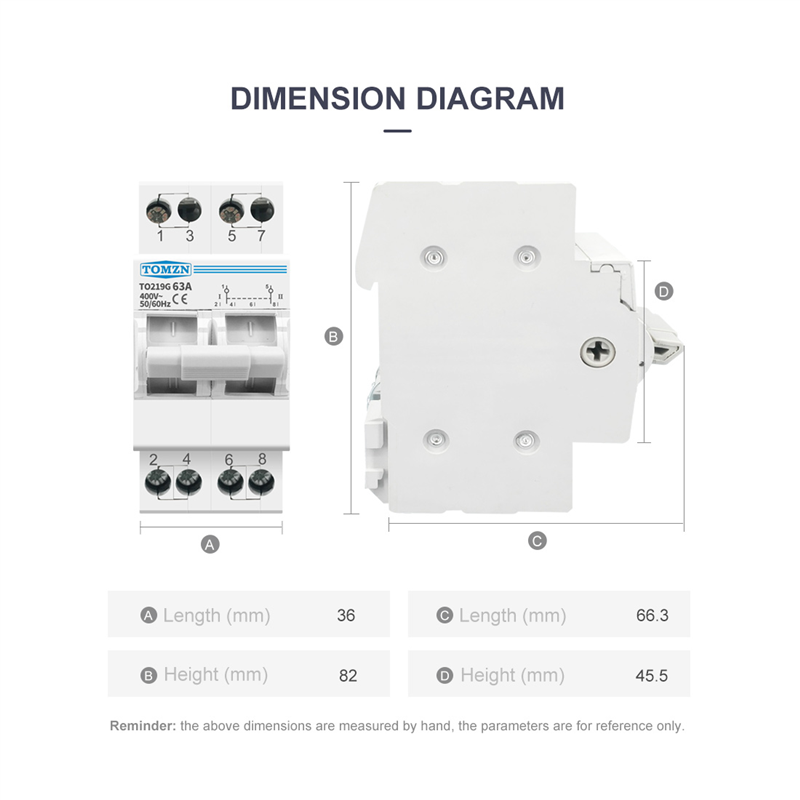 Din Rail Circuit Breaker - 2P 63A المزدوج الطاقة دليل نقل